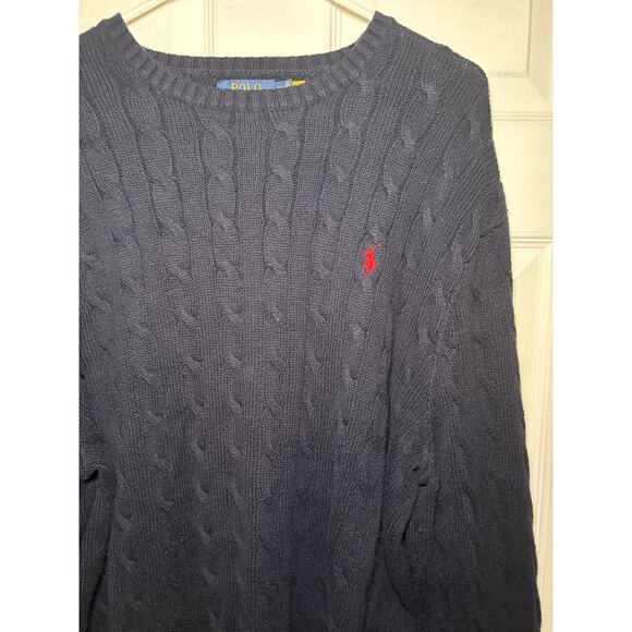 Polo Ralph Lauren men’s cable knit navy‎ blue sweater size XXL - Picture 2 of 4